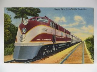 Vintage Florida Postcard - Atlantic Coast Line,  The Champion Streamliner Train
