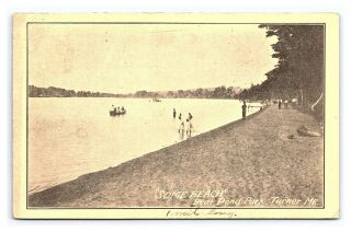 Vintage Postcard Some Beach Bear Pond Park Turner Maine C20