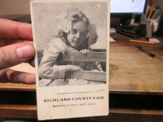 Vintage Old Ohio Postcard Mansfield Richland County Fair 1910 Invitation Girl