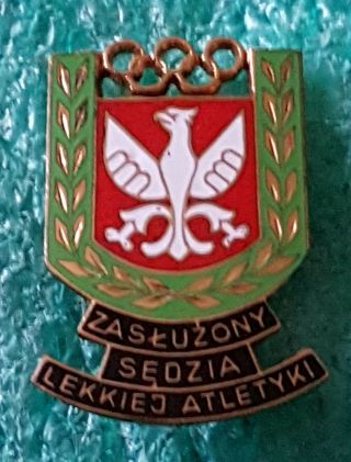 Polish Athletics Judge For Merit Olympics Munich 1972 Old Pin Badges
