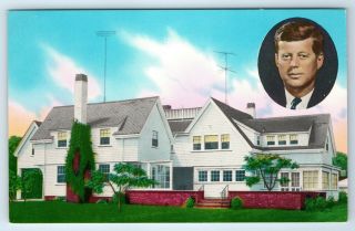 Vintage Postcard President John F Kennedy Jfk Summer Home Cape Cod Hyannisport