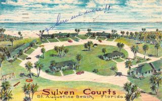 Sylven Courts Ocean Front Motel Vintage 1950s Advertising Postcard B06