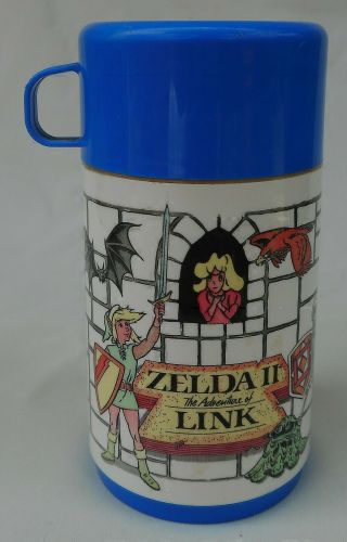 1989 Vtg.  Legend Of Zelda Ii Mario Bros 2 Aladdin Thermos Nintendo