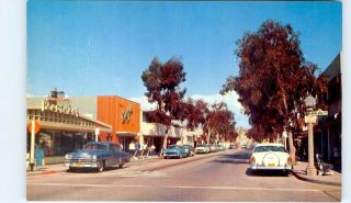 Balboa Island,  Calif Balboa Ave Scene Postcard 1950s Vintage Cars Boardman’s