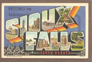 Vintage Postcard Large Letter Sioux Falls South Dakota