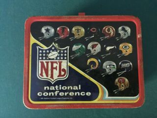 Vintage Nfl National American Conference 1976 Metal Lunchbox