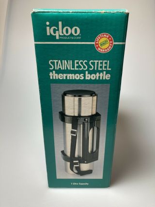 Vintage Igloo Stainless Steel Thermos Bottle,  1990.