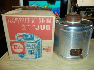 Vintage 2 Gallon Aluminum Drink Cooler Jug Featherflite By Poloron