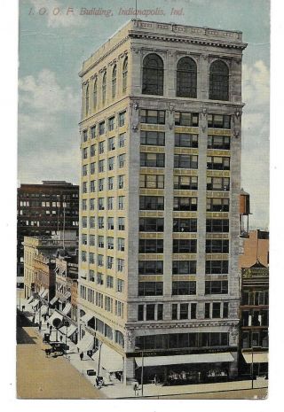 Independent Order Of Odd Fellows Building,  Indianapolis,  In Vintage 1913 Postcard
