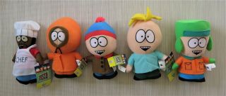 South Park Plush Doll Set Kyle,  Kenny,  Eric,  Chef,  & Butters Comedy Central