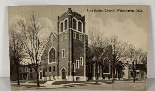 Vintage Postcard First Baptist Church Wilmington Ohio Postmarked 1930