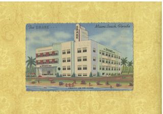 Fl Miami 1951 Vintage Postcard The Drake Ocean At 15th St.  Florida