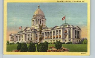 Vintage 1932 Linen Postcard L: State Capitol Little Rock Arkansas Ar