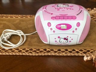 Sanrio Hello Kitty Boom Box Stereo Cassette Am Fm Radio Cd Player Pink White