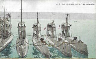 Vintage Naval Postcard,  U.  S.  Submarines Awaiting Orders