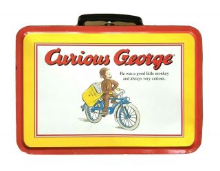 Vintage Curious George Lunch Box Large Metal Monkey Case Retro Collectible Deal