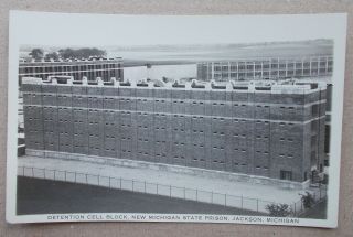 Vintage Rppc,  Detention Cell Block,  Michigan State Prison,  Jackson,  Michigan