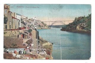 Vintage Postcard Porto - Ponte D.  Maria Pia.  Octagonal Cancel Porto 1908
