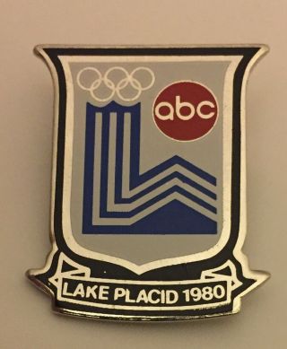 1980 Lake Placid Olympic Pin Vintage Media Pin Abc