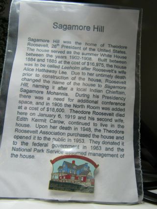 Sagamore Hill National Historic Site Roosevelt House York Souvenir Lapel Pin