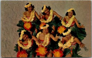 Vintage 1959 Hawaii Postcard Hula Dancers,  Overhead View Nani - Li 
