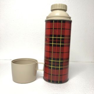 Vintage 1950s Red Plaid King Seeley Thermos Vacuum Bottle glass insulated 2