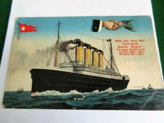 Vintage Postcard - White Star Royal Mail Steamer Liner Rms Olympic