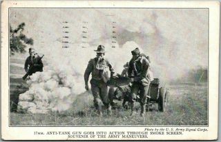 Vintage 1940 U.  S.  Army / Military Postcard " Anti - Tank Gun Goes Into Action "