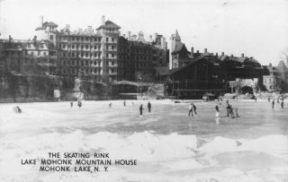 Ice Skating Rink Lake Mohonk Mountain House York Rppc Vintage Postcard E12