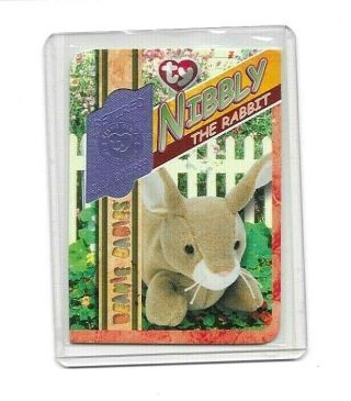 Ty Series 4 Purple Nibbly Retired Beanie Babies Card Low 0045/9408