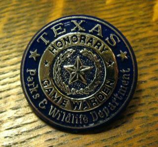 Texas Parks & Wildlife Dept Lapel Pin - Vintage Honorary Game Warden Mini Badge