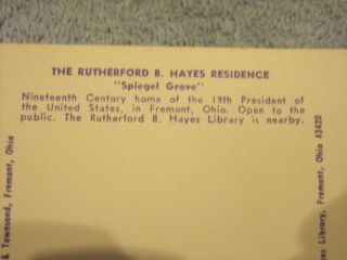 Vintage Postcard The Rutherford B.  Hayes Residence,  Fremont,  Ohio 3