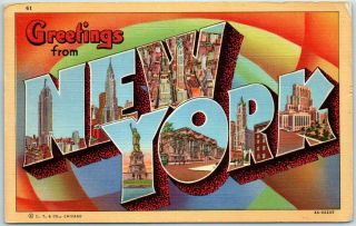 Vintage York Large Letter Postcard Colorful Curteich Linen 1945 Cancel