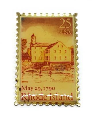 1985 Rhode Island United States Postal 25 Cent Stamp Service Lapel Hat Pin