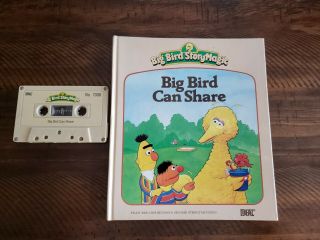 Vintage 1986 Ideal Big Bird Can Share Cassette Tape & Book Sesame Street
