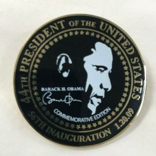 Barack Obama Inaugural Enamel Lapel Pin Pinback 2009 Presidential Black/gold