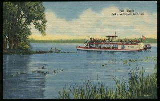 The " Dixie " Lake Webster,  Indiana.  Vintage Curt Teich Linen Postcard