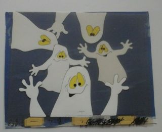 Groovie Goolies Animation Cells Of 5 Ghosts And Painted Background