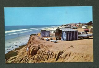 Vintage Postcard 1960s Cars Travel Trailer Camping La Costa Beach Ca 408033