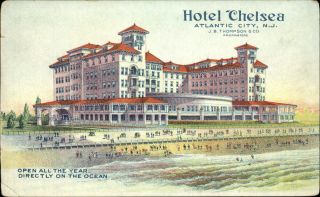 Hotel Chelsea Atlantic City Jersey Beach C1910 Vintage Postcard