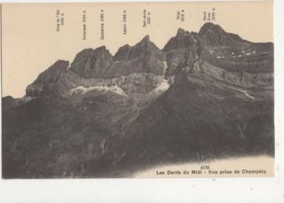 Les Dents Du Midi Vue Prise De Champery Vintage Postcard Switzerland 393a