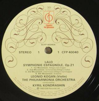EMI CFP 40040 L.  Kogan,  Lalo,  Symphonie Espagnole,  Kondrashin,  Phil.  = SAX 2329 2