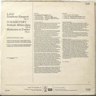 EMI CFP 40040 L.  Kogan,  Lalo,  Symphonie Espagnole,  Kondrashin,  Phil.  = SAX 2329 3