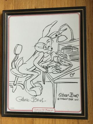 Warner Bros.  Chuck Jones Signed Bugs Bunny Cartoon Art Museum Print