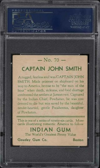 1933 Goudey Indian Gum Captain John Smith 70 PSA 4.  5 VGEX, 2