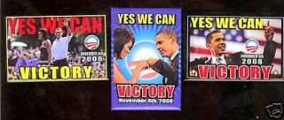 2008 Victory Pinback 3 Barack Obama Yes We Can Michelle Campaign Pins