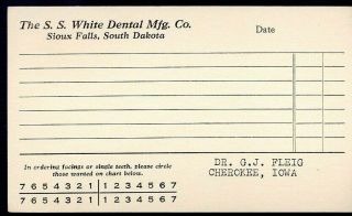 Vintage Advertising Postcard S.  S.  White Dental Mfg.  Co.  Sioux Fall,  Sd