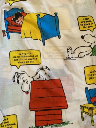 Vintage Snoopy Charlie Brown Peanuts Happiness Queen Sheet 2 Pillowcases 1970s