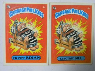 1985 Topps Garbage Pail Kids Series 1 4 A&b Fryin Brian,  Electric Bill 9697 Glb