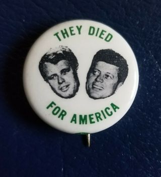 John F Kennedy Jfk Robert F Kennedy Rfk " Bobby " Memorial Pinback Button Pin.